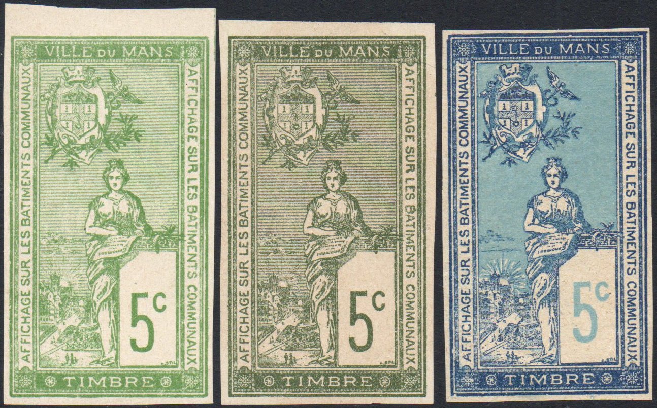 Le Mans : Timbre Fiscal 'Affiches' 1901 : Le Pont en X : Tramway à vapeur : 5c 